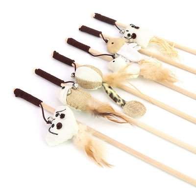 M Size Cat Teaser Wand Cute Wood Cat Feather Wand OEM ODM Cat Teaser Stick (Μεγάλο μέγεθος M) Γλυκό ξύλο γάτας φτερό ξύλο OEM ODM